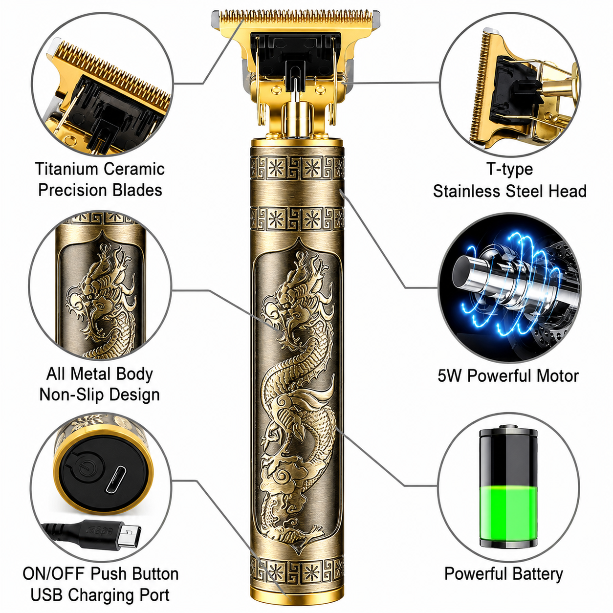 T9 Hair Cutting Machine Hair Clippers Rechargeable Beard Shaver