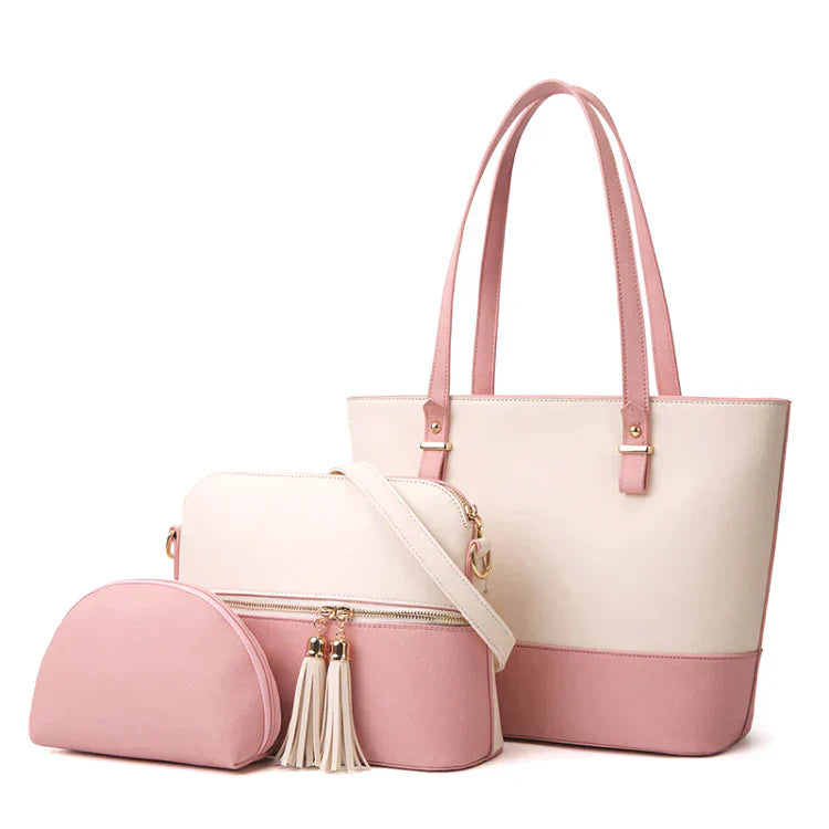 DREAM BROWN AND BLACK 3 PIECE HANDBAG